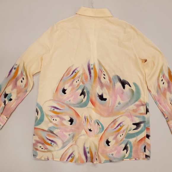 NWT$1,150 ETRO Silk Butterfly Wings Abstract Oversized Crepe Shirt Blouse 46, L - Picture 15 of 16